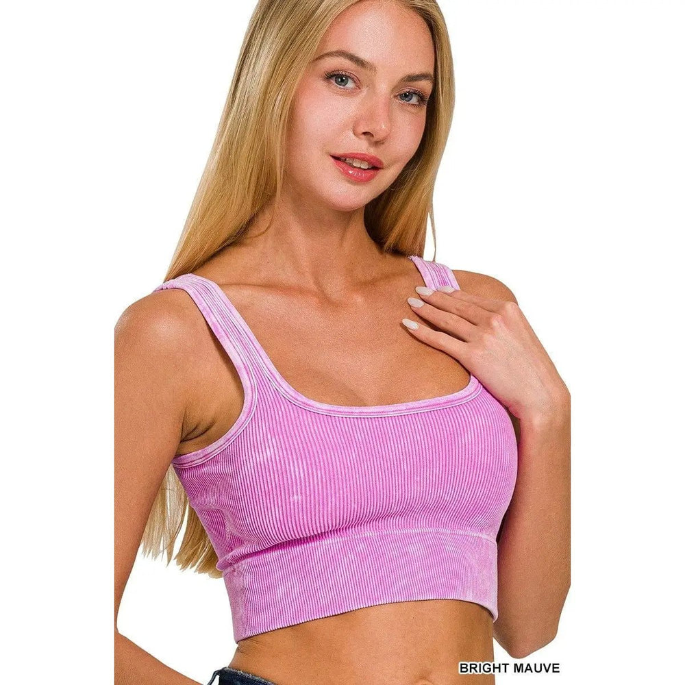 Washed Ribbed Square Neck With Bra Pads - LECCE