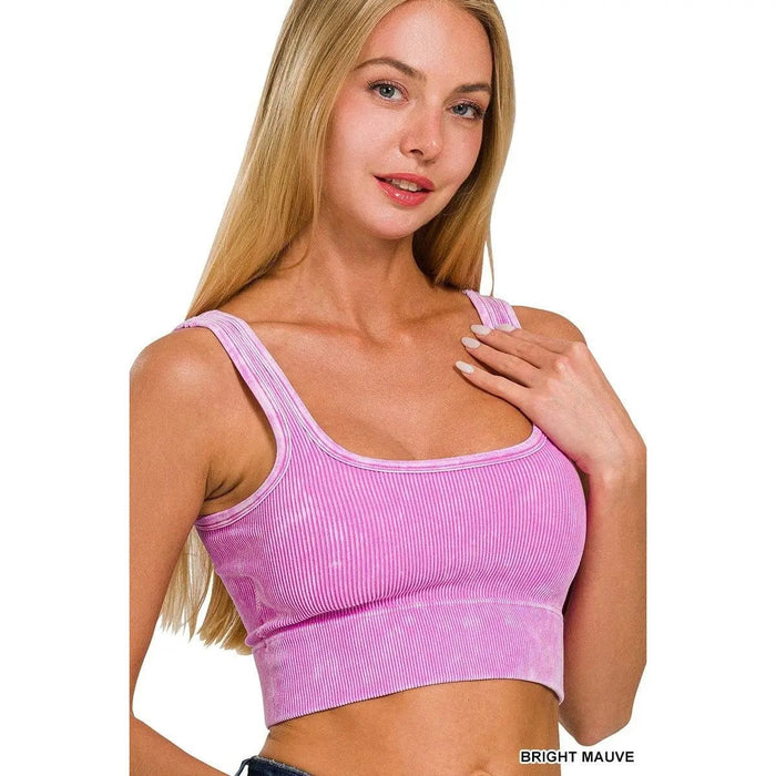 Washed Ribbed Square Neck With Bra Pads - LECCE