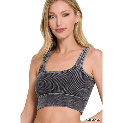 Washed Ribbed Square Neck With Bra Pads - LECCE