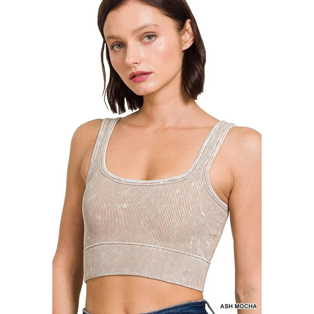 Washed Ribbed Square Neck With Bra Pads - LECCE