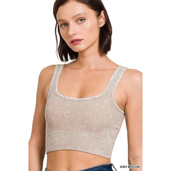 Washed Ribbed Square Neck With Bra Pads - LECCE