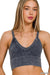Washed Ribbed V - neck Crop Top - LECCE