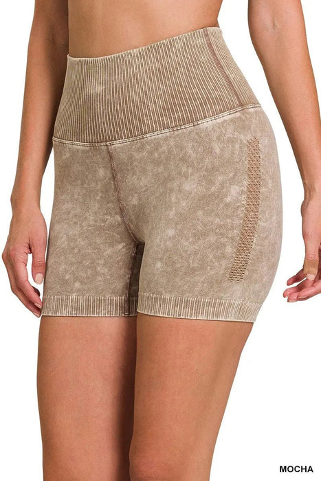 Washed Seamless High Waisted Shorts - LECCE