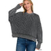 Washed Side Slit Oversized Cropped Sweater - LECCE