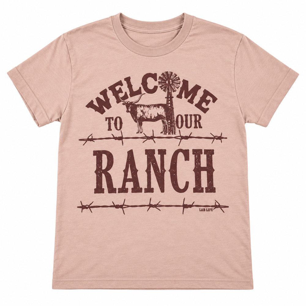 Welcome Ranch Tee on white background