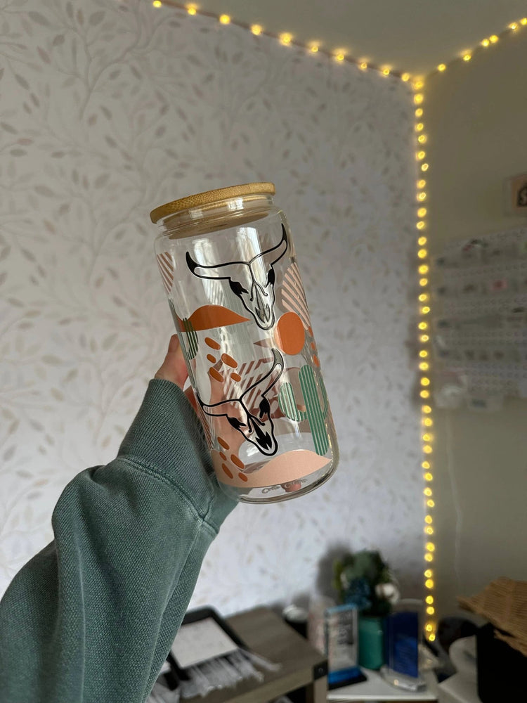 Western | 20 oz Glass Tumbler with Bamboo Lid & Straw - LECCE