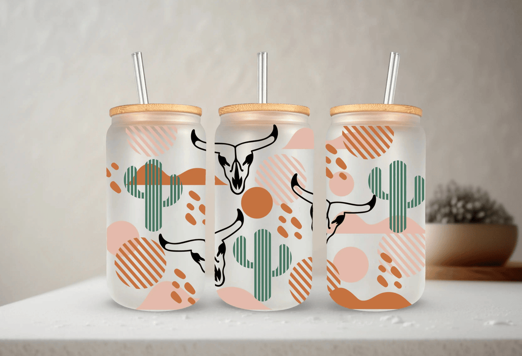 Western | 20 oz Glass Tumbler with Bamboo Lid & Straw