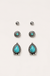 Western 3 Pair Turquoise Earring Set on soft-white background
