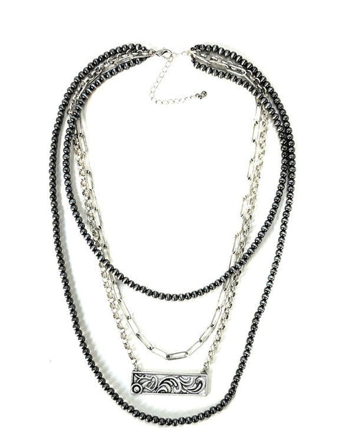 Western 4 Layered Navajo Bead Necklace - LECCE