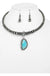 Western Beaded Stone Pendant Collar Necklace - LECCE