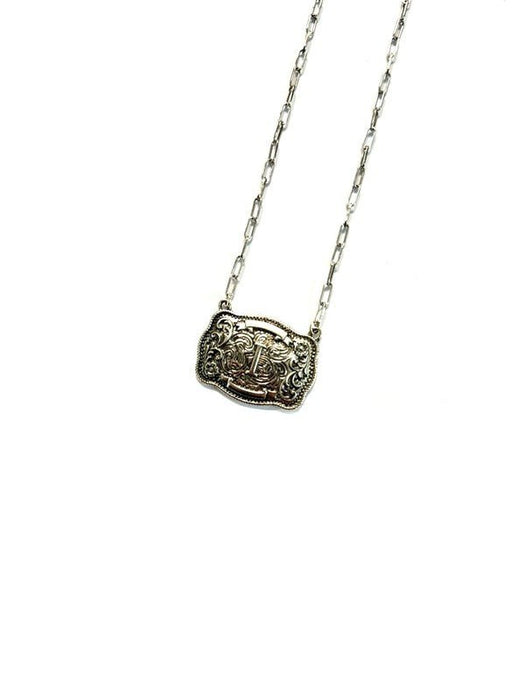 Western Belt Buckle Initial Necklace - LECCE