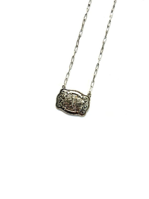 Western Belt Buckle Initial Necklace - LECCE