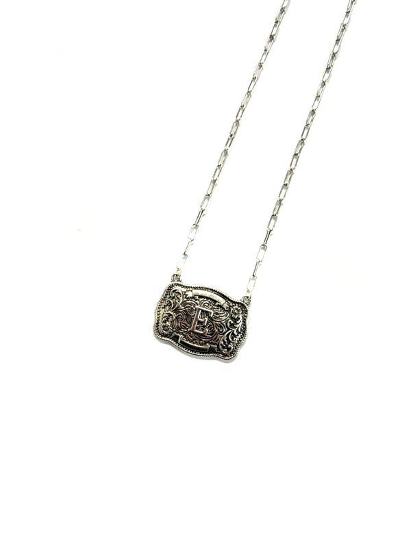 Western Belt Buckle Initial Necklace - LECCE