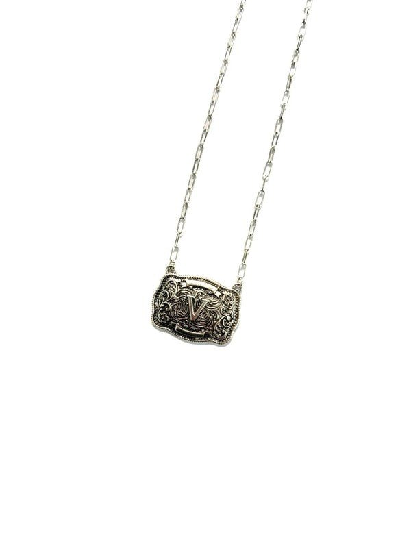 Western Belt Buckle Initial Necklace - LECCE