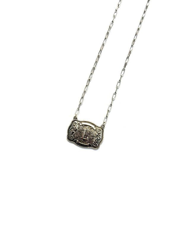 Western Belt Buckle Initial Necklace - LECCE