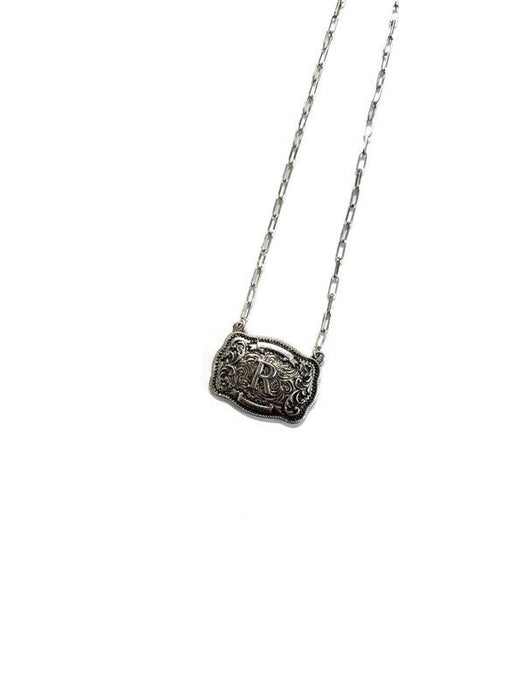 Western Belt Buckle Initial Necklace - LECCE