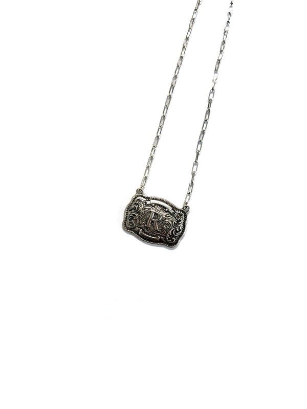 Western Belt Buckle Initial Necklace - LECCE