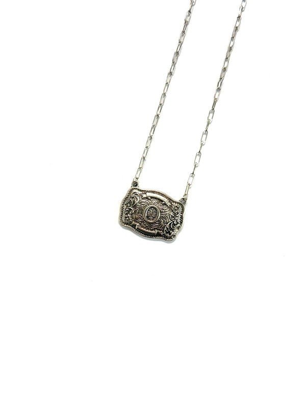 Western Belt Buckle Initial Necklace - LECCE