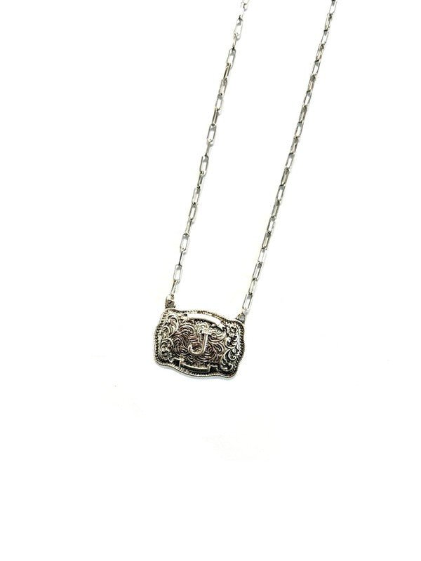 Western Belt Buckle Initial Necklace - LECCE