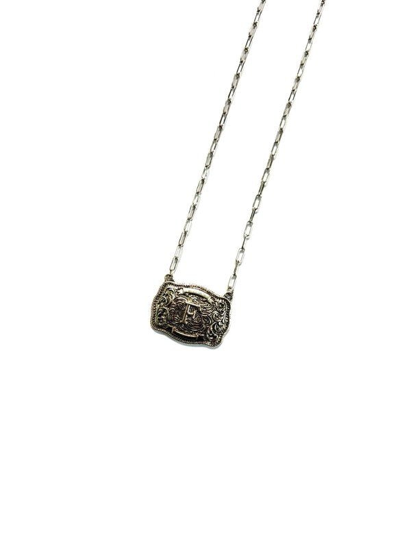 Western Belt Buckle Initial Necklace - LECCE