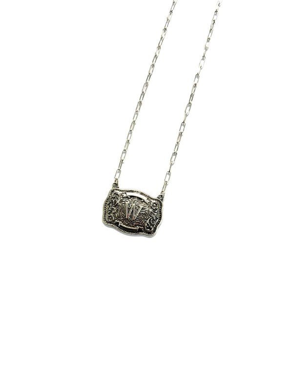 Western Belt Buckle Initial Necklace - LECCE