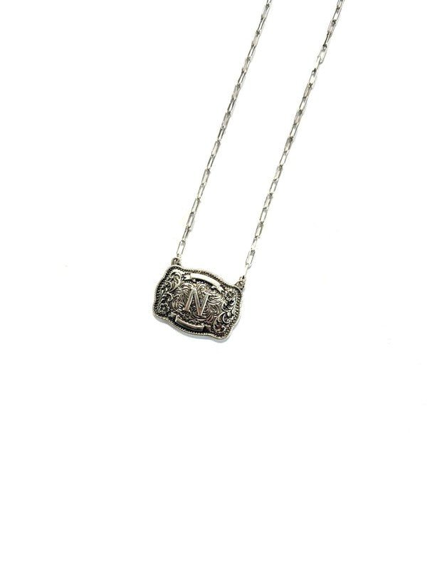 Western Belt Buckle Initial Necklace - LECCE