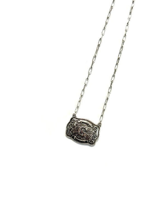 Western Belt Buckle Initial Necklace - LECCE