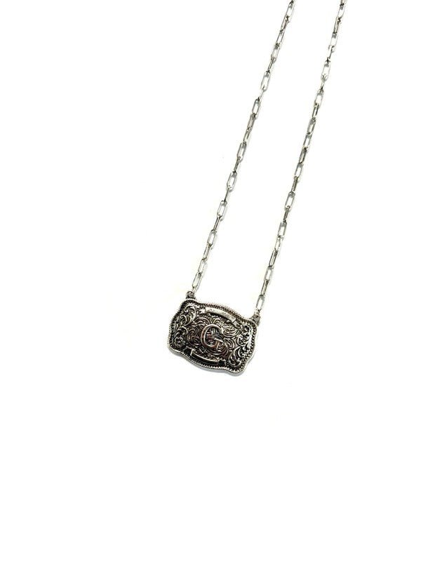 Western Belt Buckle Initial Necklace - LECCE