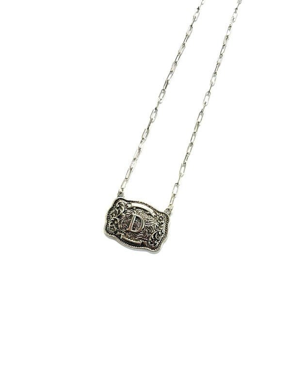 Western Belt Buckle Initial Necklace - LECCE