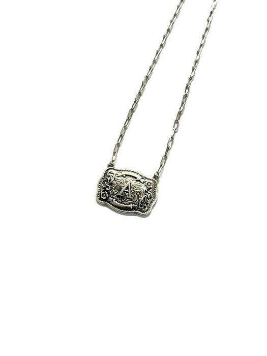 Western Belt Buckle Initial Necklace - LECCE