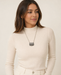 Model wearing Western Belt Buckle Initial Necklace with letter A
