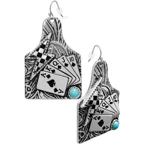 Western Bolt Checker Gemstone Cattle Tag Earring - LECCE