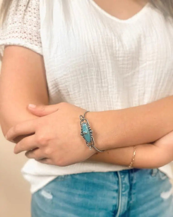Western Concho Cable Gemstone Wirebangle Bracelet - LECCE