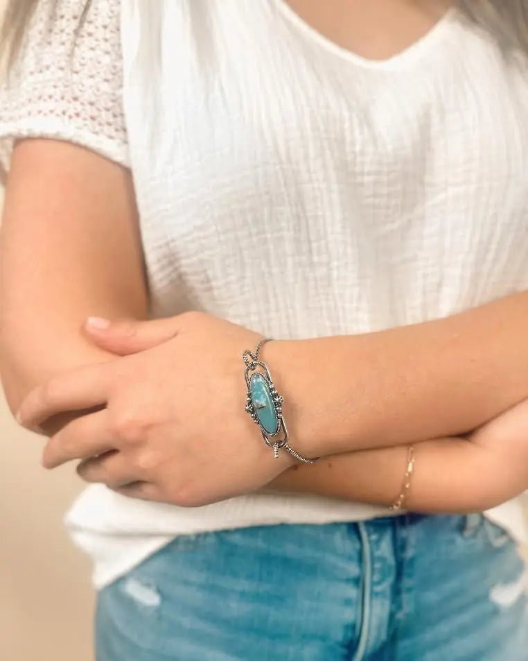 Western Concho Cable Gemstone Wirebangle Bracelet