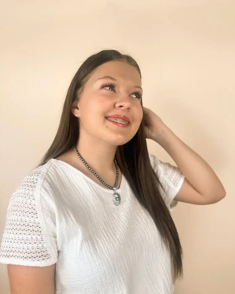Western Concho Flower Gem Stone Necklace Set