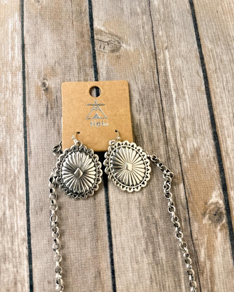 Western Concho Flower Navajo Pearl Necklace Set - LECCE