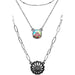 Western Concho Flower Rhinestone Layered Necklace - LECCE