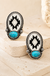 Western Concho Gemstone Aztec Epoxy Stud Earring on cream stone background