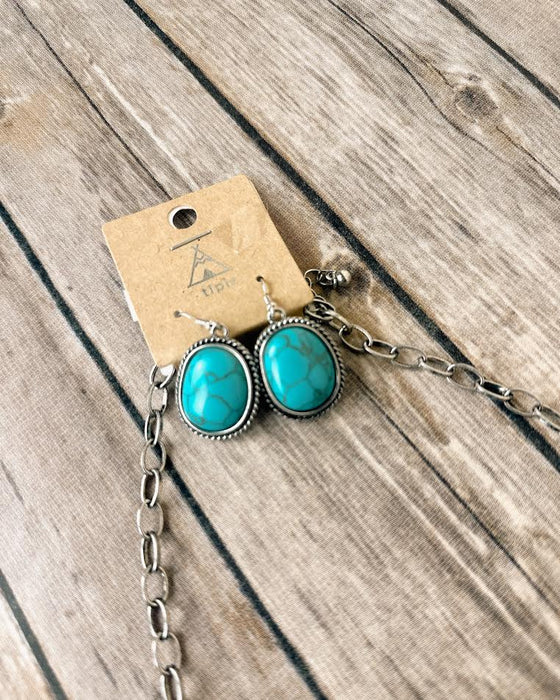 Western Concho Gemstone Lariat Y Necklace Set - LECCE