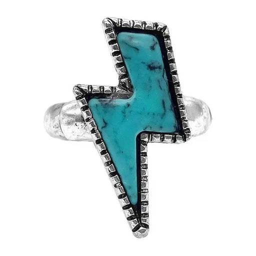Western Concho Lightening Bolt Gemstone Ring - LECCE