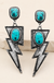 Western Concho Lightning Bolt Gemstone Earrings on ivory background
