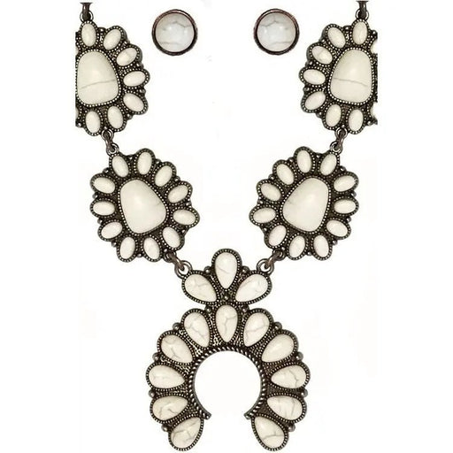 Western Concho Squash Blossom Gemstone Necklace - LECCE