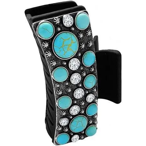 Western Concho TQ Rhinestone Pave Metal Hair Claw - LECCE