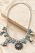 Western Cowboy Hat Boot Tq Charm Chain Necklace on cream stone display