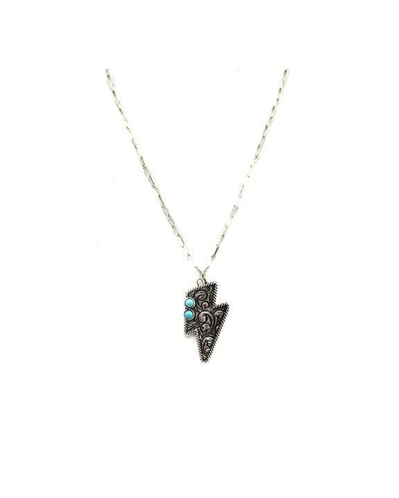 Western Etched Thunderbolt Necklace - LECCE