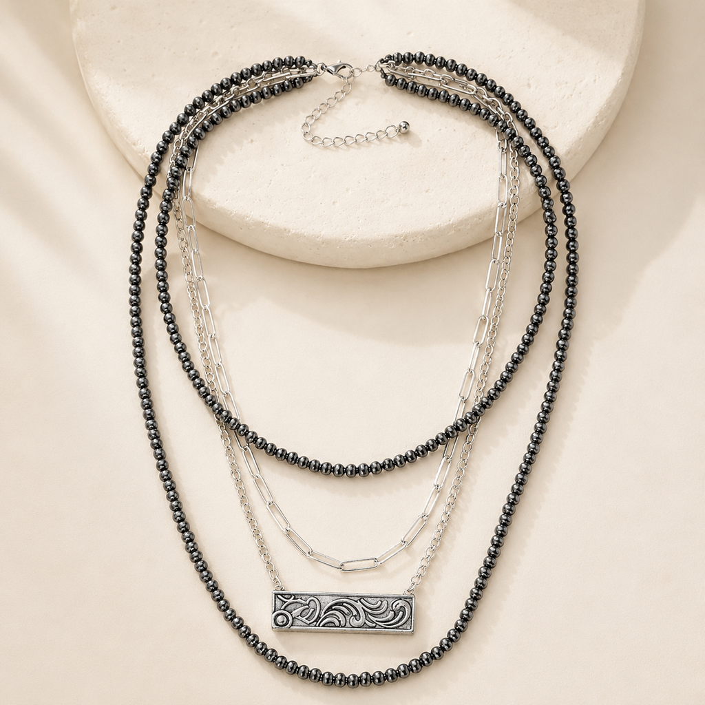 Western 4 Layered Navajo Bead Necklace
