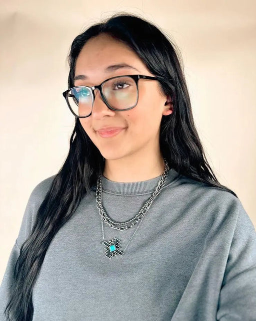 Western Gemstone Aztec Navajopearl Chain Necklace - LECCE