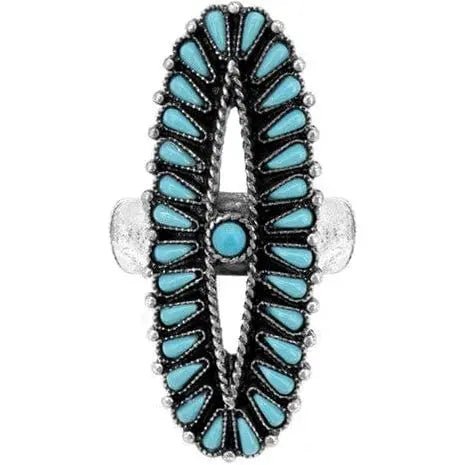 Western Gemstone Concho Flower Stretch Ring - LECCE