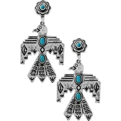Western Gemstone Flower Aztec Thunderbird Earring - LECCE