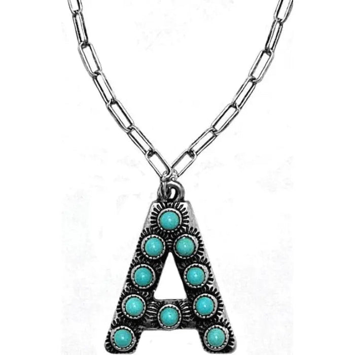 Western Gemstone Monogram Pendant Necklace - LECCE